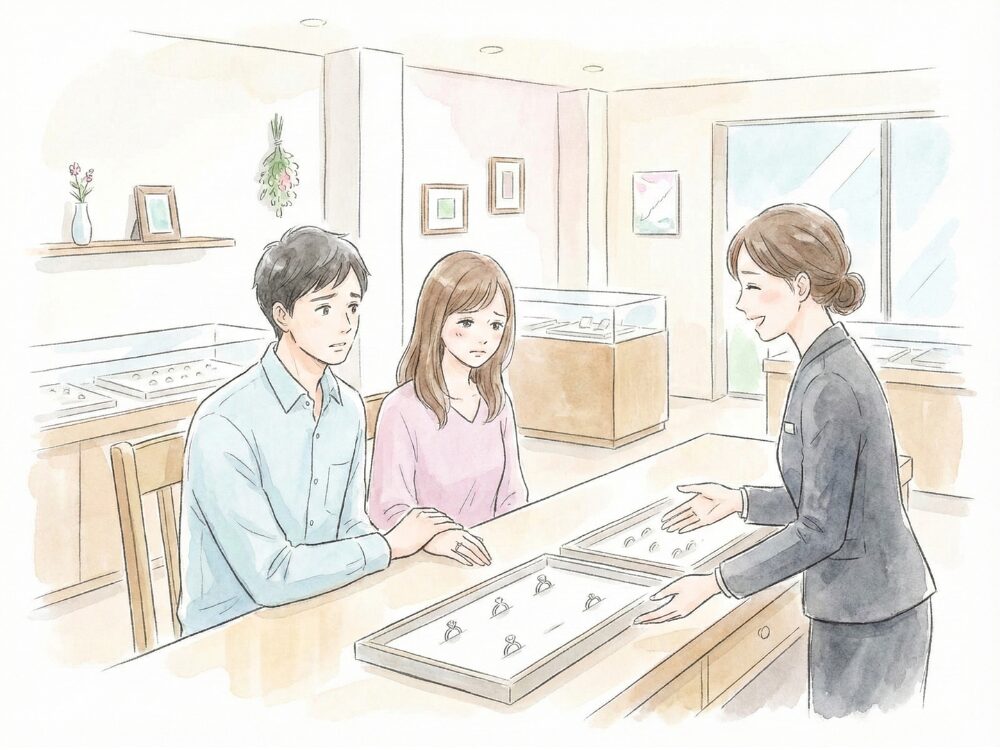理想のダイヤモンドが見つからず困るカップル