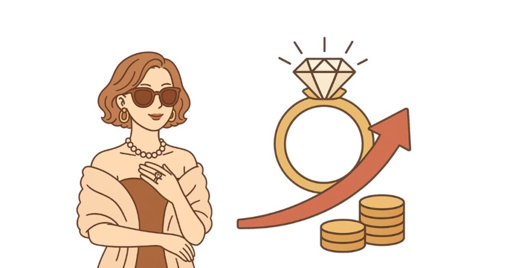 セレブな女性と高い指輪