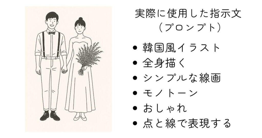 韓国風線画のプロンプト例